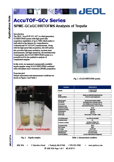 SPME-GCxGC/HRTOFMS Analysis of Tequila
